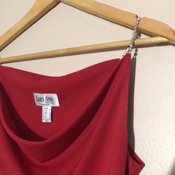 Lori Ann Petite Red Crop Top Jewel Straps Size 9/10 - Picture 3 of 13